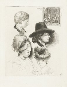 Louis Bernard Coclers と彼の家族の肖像画が入った学習シート 作： Louis Bernard Coclers
