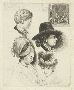 Louis Bernard Coclers と彼の家族の肖像画を含む学習シート 作： Louis Bernard Coclers