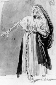 ヴィクトルユーゴー（1802-85）による「レバーグレイブ」の衣装デザイン、c。 1843 作： Louis Boulanger