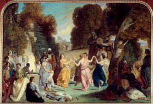 ミュゼの踊り」 ルイ・ブーランジェ（1806-1867）の絵画 1851年 日2.2x3.25 m パリ、カルナヴァレ博物館