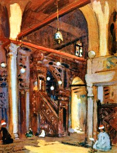 アルムアイヤッドモスクの内部、カイロ、エジプト、1928 作： Louis Cabanes