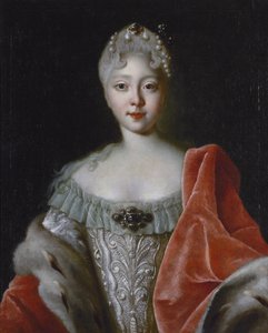 エリザベート・イレ（ロシア皇帝） - 大公妃エリザベート・ペトロヴナ（1709-1761）の肖像 par Caravaque, Louis (1684-1754).油彩・キャンバス、サイズ：78x63、1720年代末、サンクトペテルブルク、エルミタージュ美術館