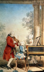 レオポルド・モーツァルト (1719-87) と彼の 2 人の子供、ヴォルフガング・アマデウス (1756-91) と「ナンネル」として知られるマリア・アンナ (1751-1829)