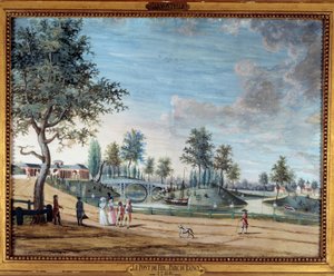 ランシー公園の鉄橋の眺め 作： Louis Carrogis Carmontelle