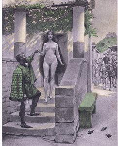 ボッカチオの『デカメロン』からの挿絵「グリセルダ」1930年代にナバラ協会から出版されたもの（リトグラフ 作： Louis Chalon