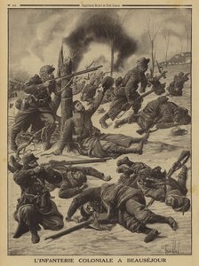 ボーセジュールで戦うフランス植民地時代の歩兵（第一次世界大戦