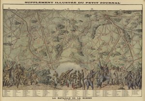 第一次世界大戦、フランス、ソンムの戦場の全景 作： Louis Charles (after) Bombled