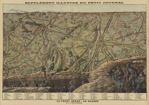 第一次世界大戦中のフランス、アラスとラ・バッセ間の西部戦線の全景。 作： Louis Charles (after) Bombled
