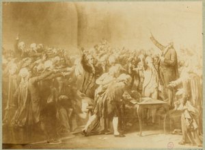 1789年6月20日、パームゲームの誓い（セピア写真） 作： Louis Charles Auguste (after) Couder