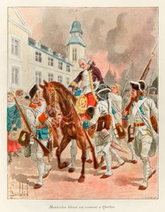 ボンブルド・ルイ（1862 - 1927）；モンカルム（1712-1759）のルイ・ジョセフ（Louis-Joseph）将軍は、9月13日のアブラハム平原の戦いの後、負傷してケベックに戻された。 作： Louis Charles Bombled