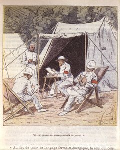 フランス併合時のマダガスカルにいたフランスの戦地特派員たち 1895-96年（カラーリトグラフ） 作： Louis Charles Bombled