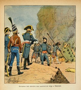 エマニュエル・ド・ラス・ケース伯爵（1766-1842）の著書『聖ヘレネの記念』からボンブル・ルイ（1862-1927）が描いたイラスト。マントゥアの本部で銃を破壊される錠前屋、個人蔵 作： Louis Charles Bombled