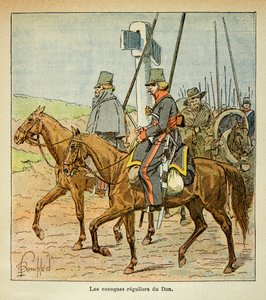 エマニュエル・ド・ラス・ケース伯爵（1766-1842）の著書『聖ヘレネの記念』からボンブル・ルイ（1862-1927）が描いたイラスト。ドン河のコサック』個人蔵 作： Louis Charles Bombled