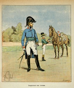 エマニュエル・デ・ラスカセス伯爵（1766-1842）の著書「聖ヘレネの記念碑」からボンブル・ルイ（1862-1927）が描いたイラスト。雑誌に掲載された検査官の肖像、個人蔵 作： Louis Charles Bombled