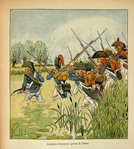 エマニュエル・ド・ラス・ケース伯爵（1766-1842）の著書『聖ヘレネの記念』からボンブル・ルイ（1862-1927）が描いたイラスト。イタリア遠征中にピアヴェ川を通過するフランス軍、個人蔵 作： Louis Charles Bombled