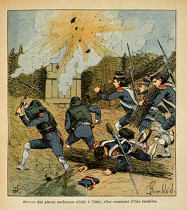 エマニュエル・ド・ラス・カース伯爵（1766-1842）の著書『聖ヘレネの記念』からボンブル・ルイ（1862-1927）が描いたイラスト。都市の包囲、個人蔵