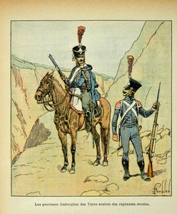 エマニュエル・デ・ラスカセス伯爵（1766-1842）の著書「聖ヘレネの記念碑」からボンブル・ルイ（1862-1927）が描いたイラスト。トルコと国境を接していた地方にはクロアチア人の連隊があった、個人蔵 作： Louis Charles Bombled