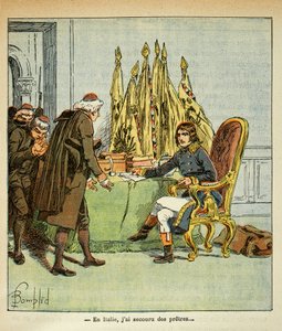 エマニュエル・ド・ラス・カース伯爵（1766-1842）の著書「サント・ヘレネの記念碑」からボンブル・ルイ（1862-1927）が描いたイラスト。イタリア遠征中、司祭を救出するボナパルト、個人蔵