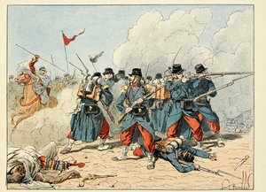ディック・デ・ロンレイの逸話をルイ・ボンブルド（1862-1927）が描いた「時代の英雄たち」の挿絵。 作： Louis Charles Bombled