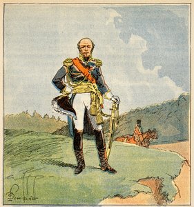 エマニュエル・デ・ラスカセス伯爵（1766-1842）の著書「サン・ヘレネの記念」に掲載されたボンブル・ルイ（1862-1927）のイラスト。アウエルシュタット公爵、エクミュール王子、マリシャル・ルイ・ニコラ・ダヴー（1777-1823）の肖像、プライベート・コレクション 作： Louis Charles Bombled