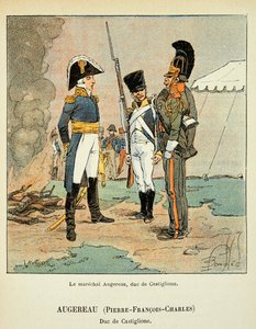 エマニュエル・ド・ラス・ケース伯爵（1766-1842）の著書「聖ヘレネの記念」に掲載されたボンブル・ルイ（1862-1927）のイラスト。Le marechal Pierre Augereau (1757-1816), Duke of Castiglione, Private Collection (カスティリオーネ公爵) 作： Louis Charles Bombled