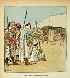 エマニュエル・デ・ラスカセス伯爵（1766-1842）の著書『聖ヘレネの記念』に掲載されたボンブル・ルイ（1862-1927）のイラスト。エジプトへの遠征。フランス人クルーに驚くエジプト人、個人蔵