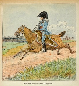 エマニュエル・ド・ラス・ケース伯爵（1766-1842）の著書『聖ヘレネの記念』に掲載されたボンブル・ルイ（1862-1927）のイラスト。皇帝ナポレオンの一般将校の肖像、個人蔵 作： Louis Charles Bombled