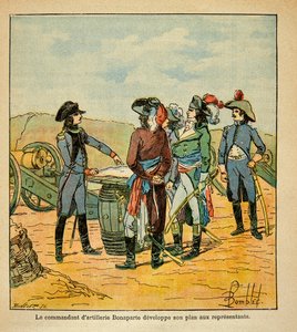 エマニュエル・ド・ラス・ケース伯爵（1766-1842）の著書「サン・ヘレネの記念碑」に掲載されたボンブル・ルイ（1862-1927）のイラスト。ナポレオン・ボナパルトが共和国のコミッショナーにトゥーロン奪取計画を暴露する場面、個人蔵