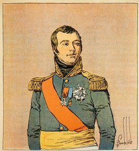エマニュエル・ド・ラス・ケース伯爵（1766-1842）の著書『聖ヘレネの記念』に掲載されたボンブル・ルイ（1862-1927）のイラスト。タラント公爵エティエンヌ・マクドナルド(1765-1840)の肖像、個人蔵 作： Louis Charles Bombled