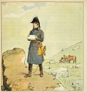 エマニュエル・ド・ラス・ケース伯爵（1766-1842）の著書「サン・ヘレネの記念碑」に掲載されたボンブル・ルイ（1862-1927）のイラスト。牧童Laurent de Gouvion Saint Cyr（1764-1830）の肖像 個人蔵 作： Louis Charles Bombled