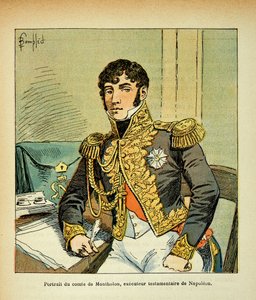 エマニュエル・ド・ラス・ケース伯爵（1766-1842）の著書『聖ヘレネの記念』に掲載されたボンブル・ルイ（1862-1927）のイラスト。皇帝ナポレオンの死刑執行人、シャルル・トリスタン・オブ・モンソロン伯爵（1783-1853）の肖像（個人蔵 作： Louis Charles Bombled