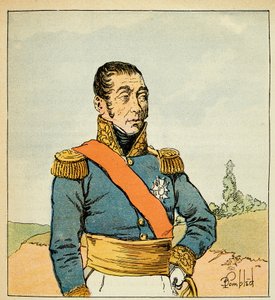 エマニュエル・ド・ラス・ケース伯爵（1766-1842）の著書『聖ヘレネの記念』に掲載されたボンブル・ルイ（1862-1927）のイラスト。Marechal Emmanuel de Grouchy (1766-1847)の肖像、プライベート・コレクション 作： Louis Charles Bombled