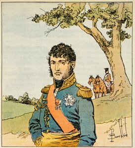 エマニュエル・ド・ラス・ケース伯爵（1766-1842）の著書「聖ヘレネの記念」に掲載されたボンブル・ルイ（1862-1927）のイラスト。ダルマチア公ジャン・ド・デュー・ソウルト（1769-1851）の肖像、個人蔵 作： Louis Charles Bombled