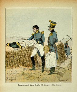 エマニュエル・ド・ラス・ケース伯爵（1766-1842）の作品「聖ヘレネの記念碑」からボンブル・ルイ（1862-1927）のイラスト。ラザール・カルノ（1753-1823）が依頼し、アンジェ市が委託されたもので、コレクション・パーシャル 作： Louis Charles Bombled