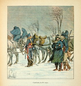 ルイ・ボンブルド（1862-1927）が挿絵を描いたウジェーヌ・セルジェント（グレネスト）の『ロワールの軍隊』（独仏戦争、1870年から1871年のキャンペーン）。Loire Armee de la Loire第21軍団の砲兵隊、個人蔵