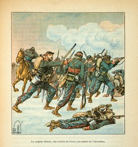 ルイ・ボンブルド（1862-1927）が絵を描いたグルネストことウジェーヌ・セルジュの「ロワール軍」（独仏戦争、1870年から1871年のキャンペーン）。12月7日の戦いにおけるイゼール機動隊のラムス軍曹 作： Louis Charles Bombled