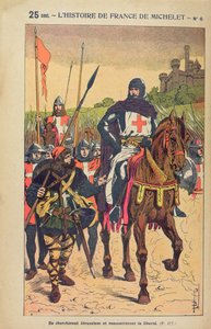 十字軍の出発、ジュールミシュレ（1798〜1874年）による「フランスの歴史」のイラスト1900年頃 作： Louis Charles Bombled