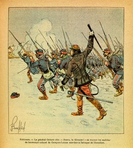 ルイ・ボンブルド（1862-1927）が描いた、グルネストと呼ばれるユージン・セルジュの東部軍（独仏戦争、1870-1871年のキャンペーン）。1871年1月、ヘリクール、クレーメル将軍は中佐の動機を見て「ブラボー、ラ・ジロンド」と叫ぶ。 作： Louis Charles Bombled