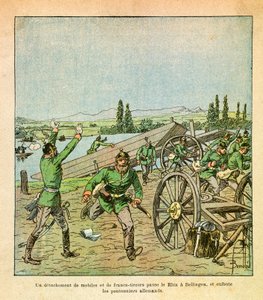 ルイ・ボンブルド（1862-1927）が描いた、グルネストと呼ばれるユージン・セルジュの東部軍（独仏戦争；1870-1871年のキャンペーン）。フランスの動機と狙撃手の分隊がライン川を渡り、ドイツの橋梁労働者を揺さぶった、Private Collecti