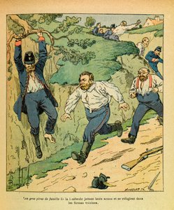 ルイ・ボンブルド（1862-1927）が描いた、グルネストと呼ばれるユージン・セルジュの東部軍（独仏戦争、1870-1871年のキャンペーン）。シャティヨン・シュル・セーヌから逃げ出すドイツ軍（1870年11月、リチオッティ・ガリバルディ軍の前に）、プライベート・コレクション 作： Louis Charles Bombled