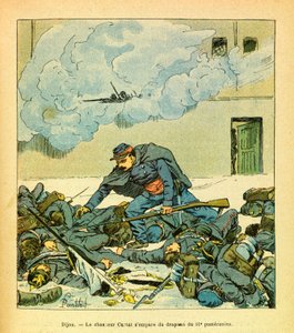 ルイ・ボンブルド（1862-1927）が描いた、グルネストと呼ばれるユージン・セルジュの東部軍（独仏戦争、1870年から1871年のキャンペーン）。ディジョン、1871年1月、猟師ヴィクトル・クルタは61ポメラニアンの旗を奪った、プライベート・コレクション