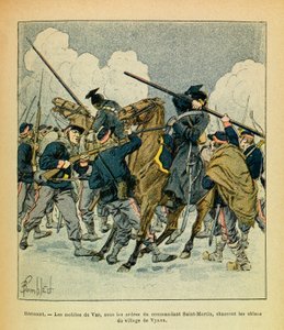 ルイ・ボンブルド（1862-1927）が描いた、グルネストと呼ばれるユージン・セルジュの東部軍（独仏戦争、1870年から1871年のキャンペーン）。1871年1月、ヘリクール、ヴァールの動機は、司令官サン・マルタンの命令のもと、ウーラン隊を狩る。