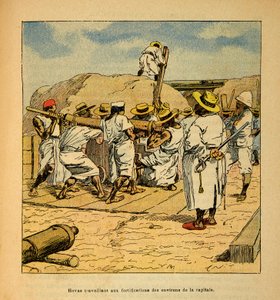 Henri Galli dit Galllichet (1854-1922)著、Louis Bombled (1862-1927)絵による「マダガスカルの戦争-1885-1895年のフランス遠征の逸話」：1895年に首都の要塞で働くホヴァス、個人蔵