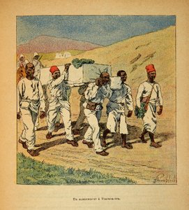 Henri Galli dit Galllichet (1854-1922)著、Louis Bombled (1862-1927)絵による「マダガスカルの戦争-1885-1895年のフランス遠征の逸話史」。1895年ツァラサオトラでの兵士の埋葬、個人蔵 作： Louis Charles Bombled