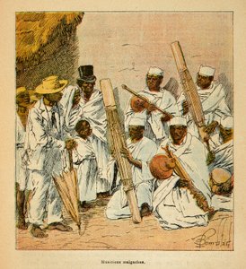 Henri Galli dit Galllichet (1854-1922)著、Louis Bombled (1862-1927)絵による「マダガスカルの戦争-1885-1895年のフランス遠征の逸話史」。19世紀のマダガスカルの音楽家たち、個人蔵 作： Louis Charles Bombled