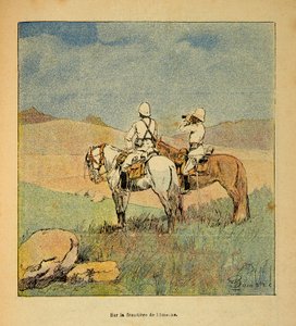 Henri Galli dit Galllichet (1854-1922)著、Louis Bombled (1862-1927)絵による「マダガスカルの戦争-1885-1895年のフランス遠征の逸話史」。1895年、イメルネからマダガスカルへの国境で偵察中の軍隊、個人蔵 作： Louis Charles Bombled
