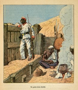 Henri Galli dit Galllichet (1854-1922)著、Louis Bombled (1862-1927)絵による「マダガスカルの戦争-1885-1895年のフランス遠征の逸話史」。ホヴァの要塞化されたポスト、個人蔵
