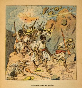 Henri Galli dit Galllichet (1854-1922)著、Louis Bombled (1862-1927)絵による「マダガスカルの戦争-1885-1895年のフランス遠征の逸話史」。アンドリバにおけるホヴァ族の退却、個人蔵