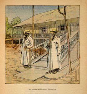 Henri Galli dit Galllichet (1854-1922)著、Louis Bombled (1862-1927)絵による「マダガスカルの戦争-1885-1895年のフランス遠征の逸話史」。1895年、タナナリヴのラナヴァローナ女王の館、個人蔵 作： Louis Charles Bombled