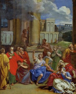 エルサレムでの聖パウロの苦しみを予言する預言者アガバス（紙に油彩とパステル調）